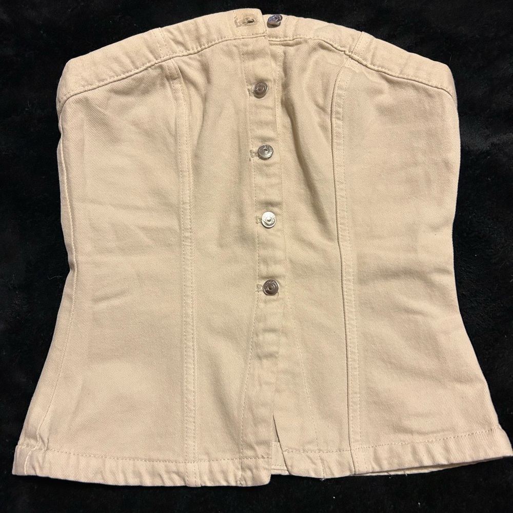 Cream Denim Tube Top